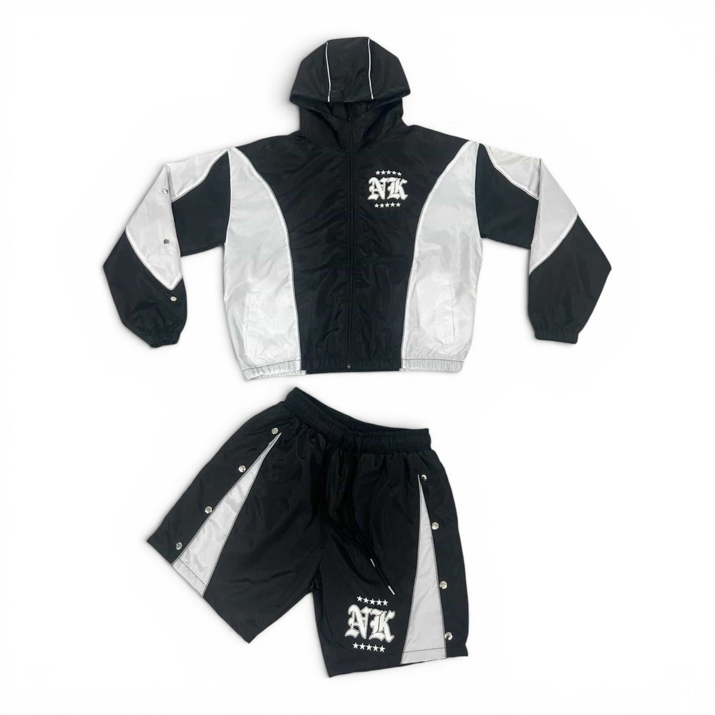 “NK” Black Windbreaker Set